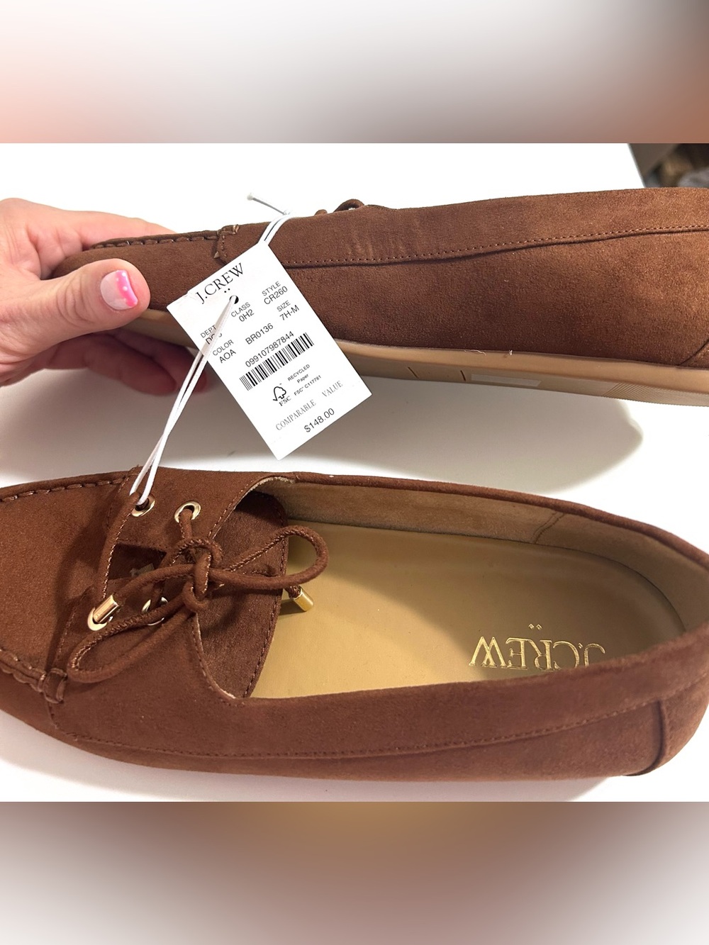 NWT Women’s Brown Suede J. Crew Boat Shoes - Picture 5 of 11
